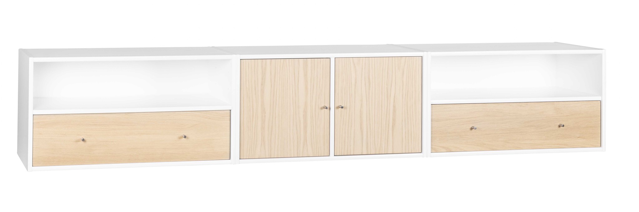 HASLEV TV-BORD 3003 I HVIDMALERET BØG FRONTER I HVIDOLIERET EG – 210