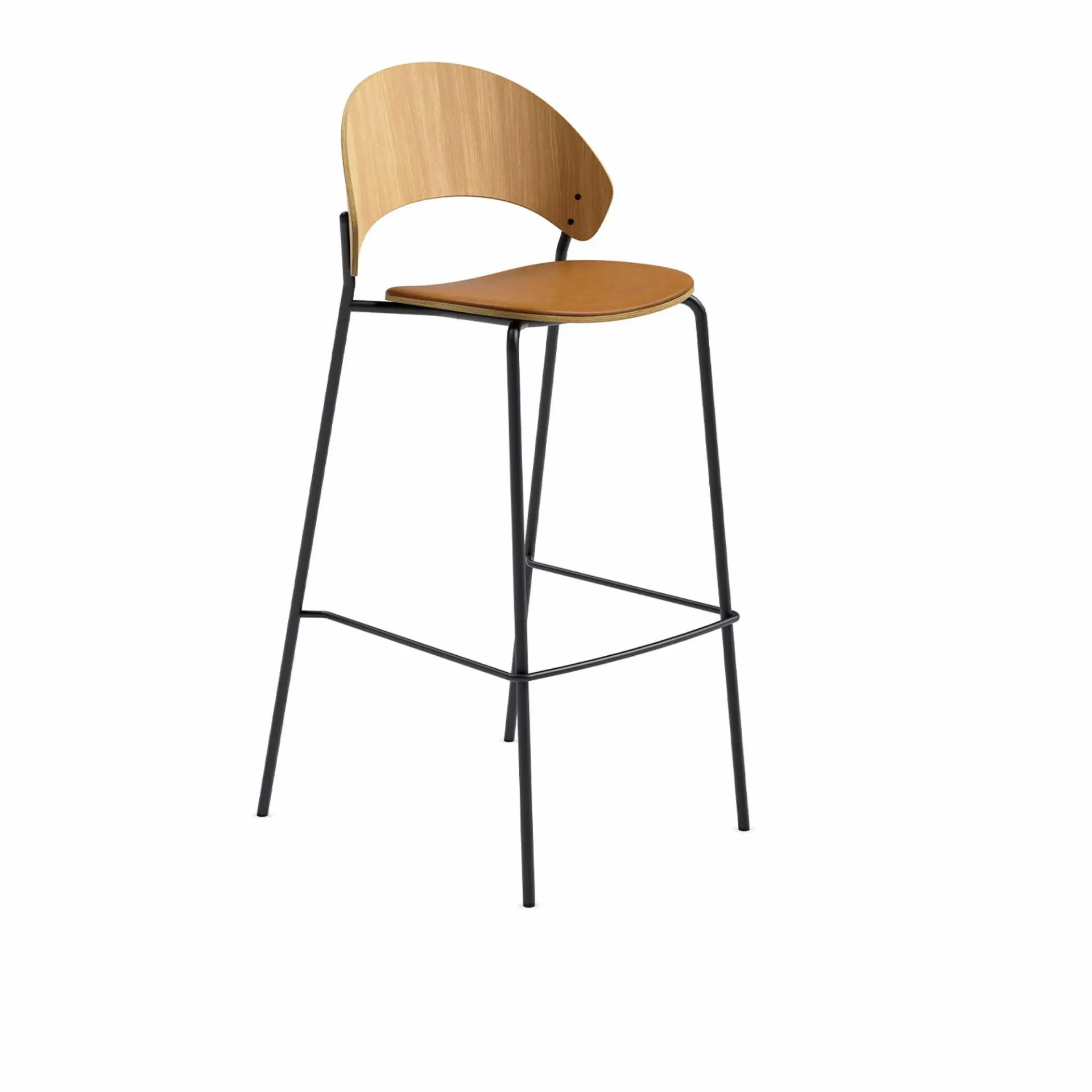 PLEASE WAIT TO BE SEATED DOSINA BARSTOL OLIEBEHANDLET EG OG COGNAC LÆDERPOLSTRING - 75