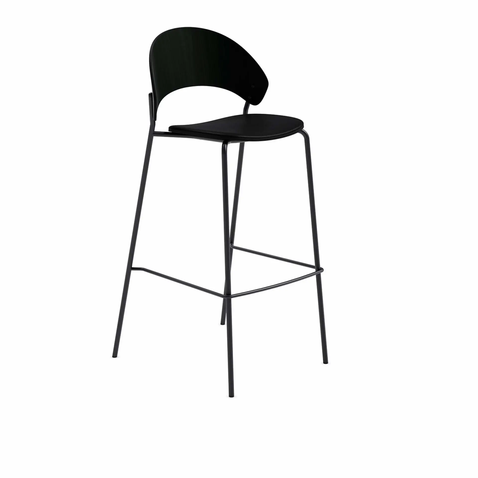 PLEASE WAIT TO BE SEATED DOSINA BARSTOL SORT EG MED SORT LÆDERPOLSTRING - 75