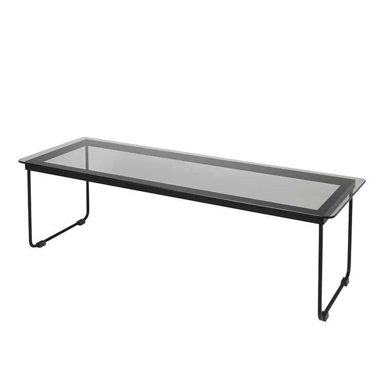 BROSTE COPENHAGEN Hyben sofabord - glas og sort stål, rektangulær (100x35)
