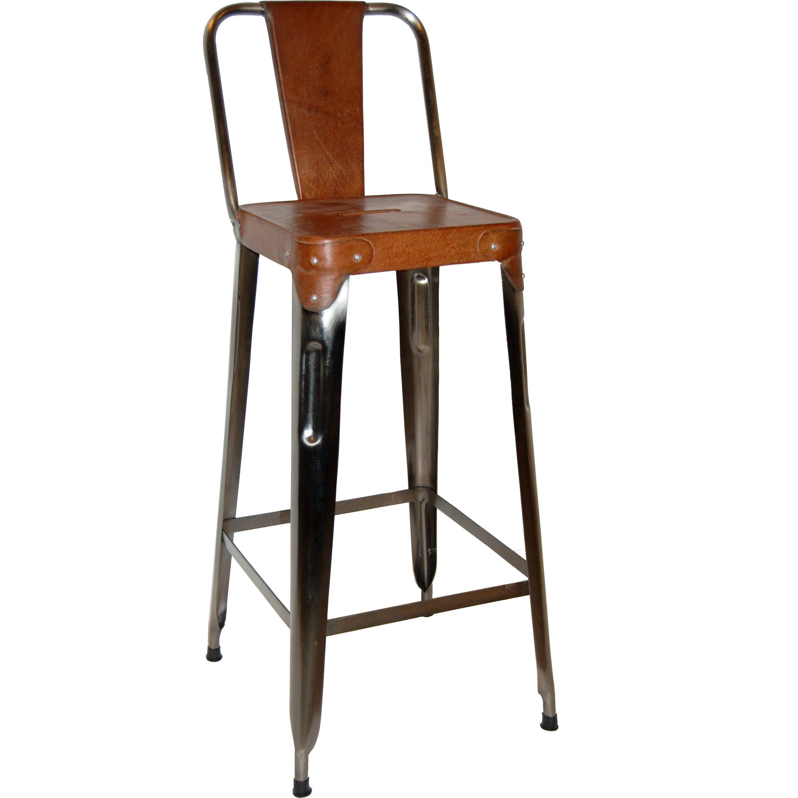#2 - Trademark Living Barstol m/læder på sæde og ryg - brun 77