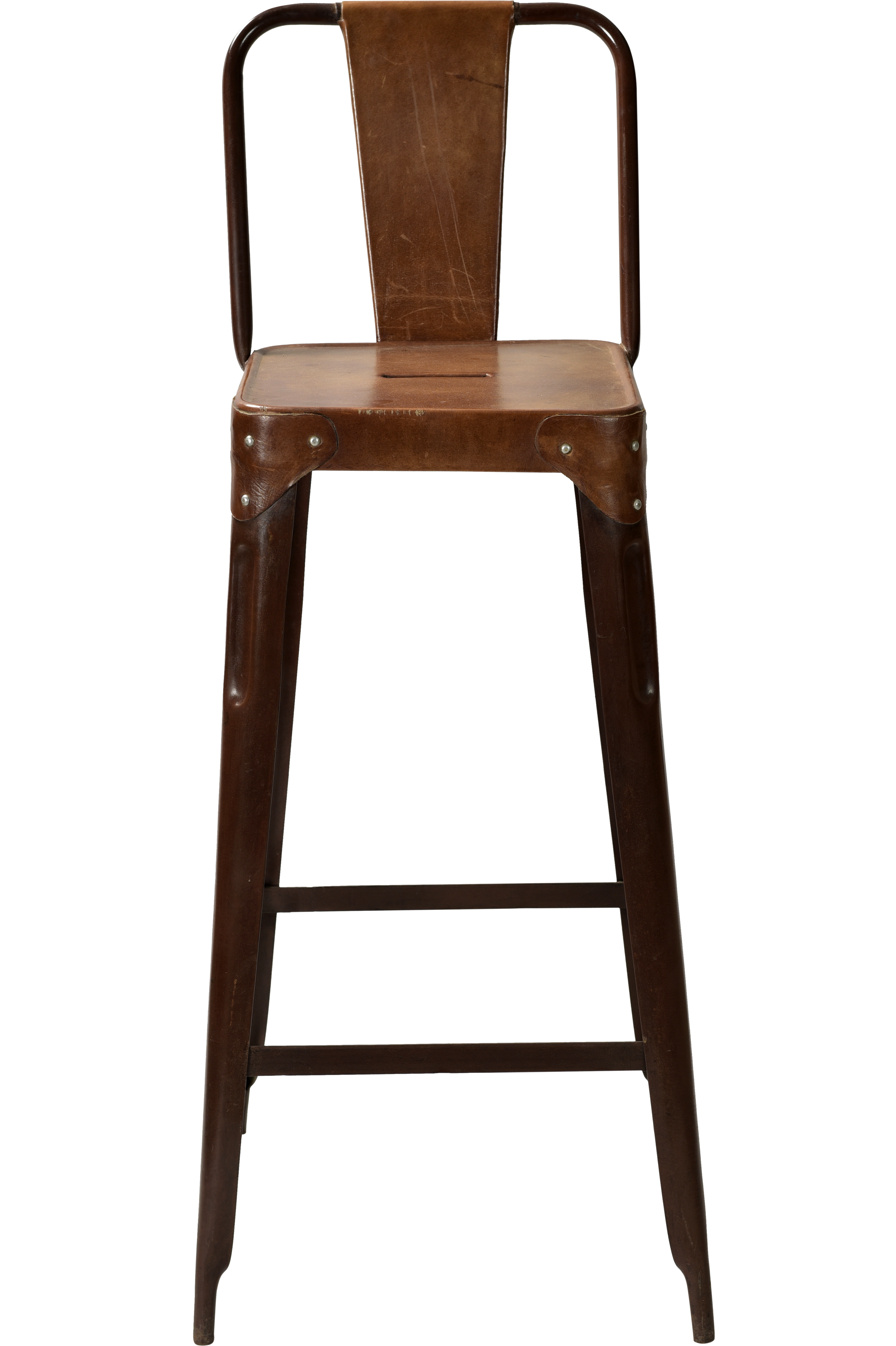 Billede af Trademark Living Barstol m/læder på sæde og ryg - brun 77