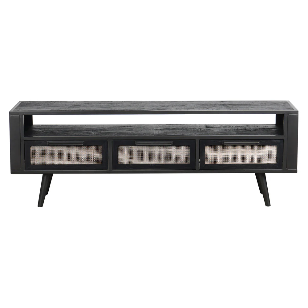 NOVASOLO NORDIC MINDI RATTAN NORDIC SORT TV BORD MED 3 SKUFFE - 160