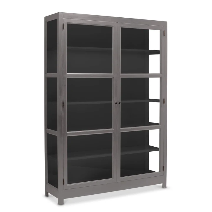 LIVINGOODIES VITRINSKAB CARLINGTON EDGE GRÅBRUN/SORT - 145