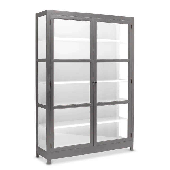 LIVINGOODIES VITRINSKAB CARLINGTON EDGE GRÅBRUN/HVID - 145