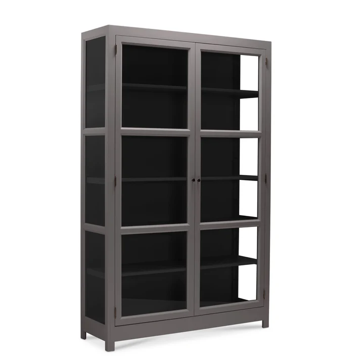 LIVINGOODIES VITRINSKAB CARLINGTON EDGE GRÅBRUN/SORT - 130