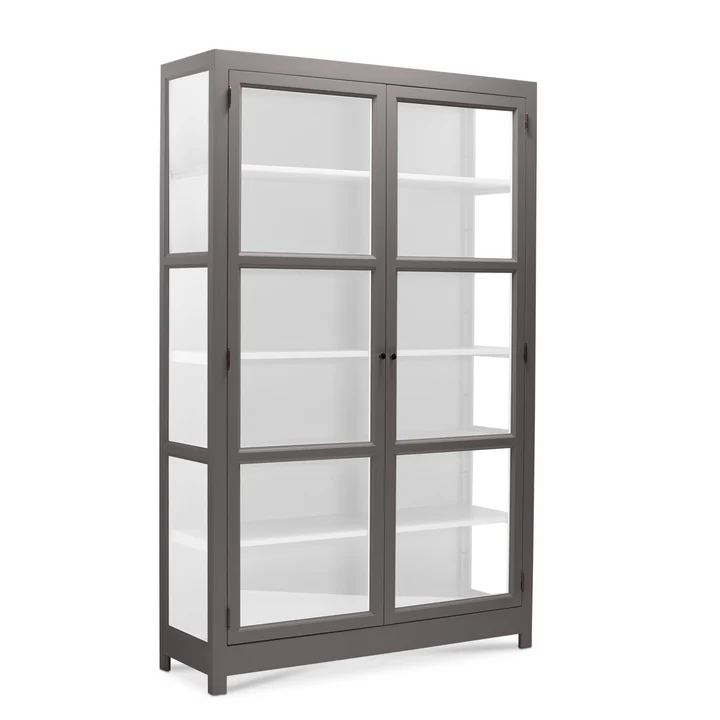 LIVINGOODIES VITRINSKAB CARLINGTON EDGE GRÅBRUN/HVID - 130