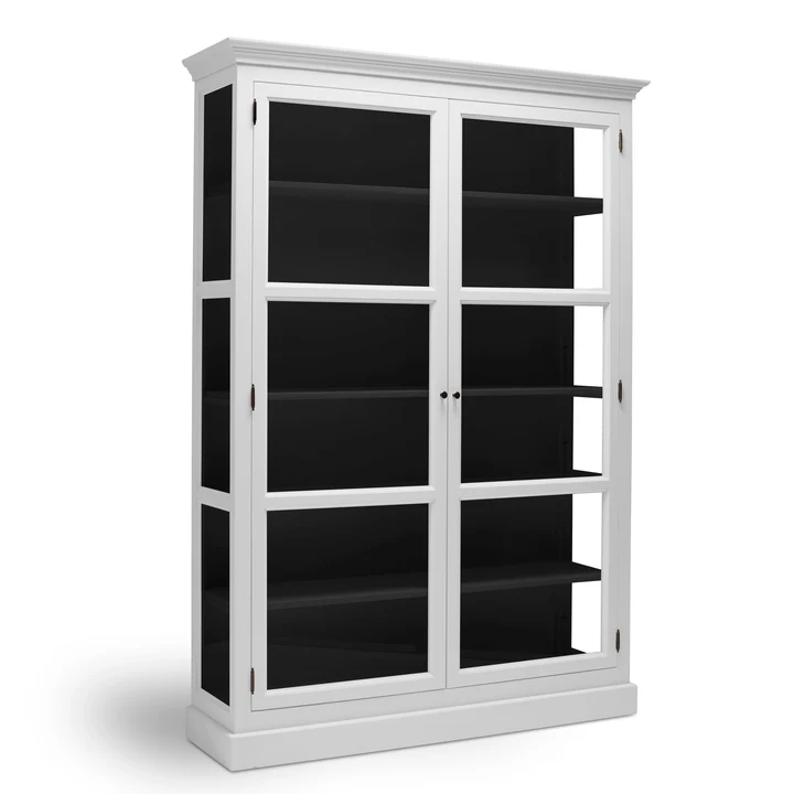 LIVINGOODIES VITRINSKAB CARLINGTON STOR HVID/SORT - 145
