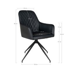 HOUSE NORDIC HARBO SPISEBORDSSTOL M/DREJEFORD PU L�DER SORT - 89