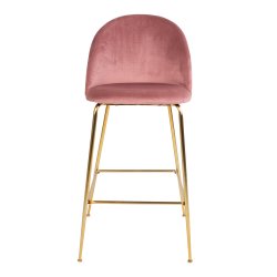House Nordic Lausanne Bar Stol - rosa velour med ben i messing look 108