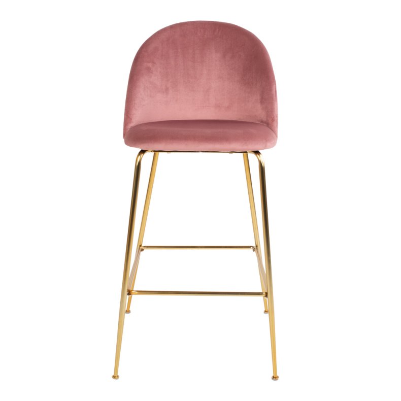 House Nordic Lausanne Bar Stol - rosa velour med ben i messing look 108