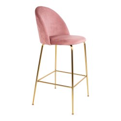 House Nordic Lausanne Bar Stol - rosa velour med ben i messing look 108