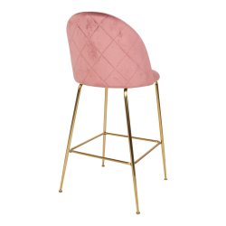 House Nordic Lausanne Bar Stol - rosa velour med ben i messing look 108