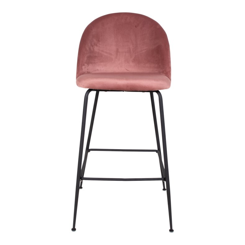 House Nordic Lausanne Bar Stol - rosa velour med sorte ben 108