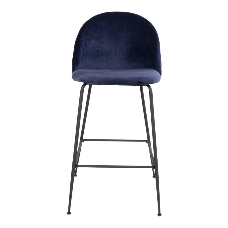 House Nordic Lausanne Bar Stol - bl velour med sorte ben 108