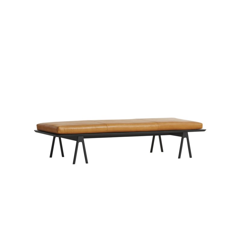 WOUD Level Daybed m/ Lder Hynde Cognac/sort - 190