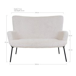 House Nordic Glasgow Sofa - hvid kunstig lammeskind med sorte ben 128