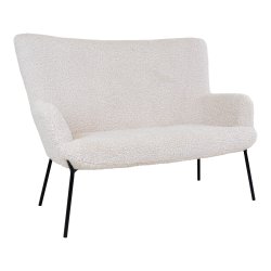 House Nordic Glasgow Sofa - hvid kunstig lammeskind med sorte ben 128