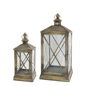 CHIC ANTIQUE LATERNE M/M�NSTRE P� TAG ANTIQUE/MESSING - 60