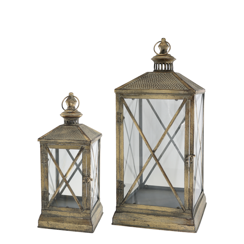 CHIC ANTIQUE LATERNE M/M�NSTRE P� TAG ANTIQUE/MESSING - 60