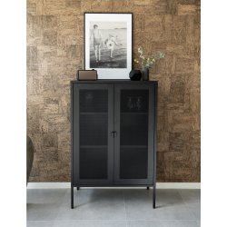 House Nordic Melbourne Vitrineskab - sort med trdnetslger 120