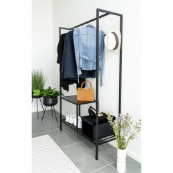 House Nordic Vita Garderobe - sort ramme og to sorte hylder 170