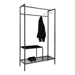 House Nordic Vita Garderobe - sort ramme og to sorte hylder 170