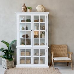 CHIC ANTIQUE MARSEILLE VITRINESKAB M/4 L�GER HVID - 196