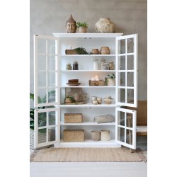 CHIC ANTIQUE MARSEILLE VITRINESKAB M/4 L�GER HVID - 196