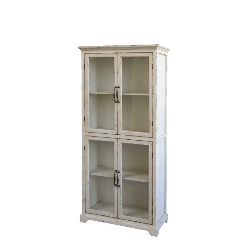 CHIC ANTIQUE VITRINESKAB M/4 LGER HVID - 156