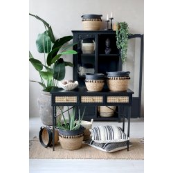 CHIC ANTIQUE SKRIVEBORD M/3 SKUFFER/FLET SORT - 110