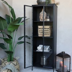 CHIC ANTIQUE VITRINESKAB M/2 GLASLGER/HYLDER SORT - 184