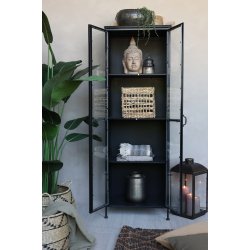 CHIC ANTIQUE VITRINESKAB M/2 GLASLGER/HYLDER SORT - 184