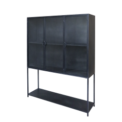 CHIC ANTIQUE VITRINESKAB M/3 GLASLGER/HYLDER SORT - 175