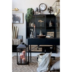 CHIC ANTIQUE VITRINESKAB M/3 GLASLGER/HYLDER SORT - 175