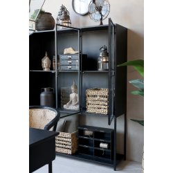 CHIC ANTIQUE VITRINESKAB M/3 GLASLGER/HYLDER SORT - 175