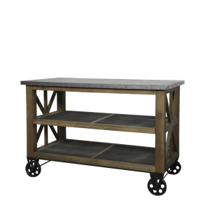 CHIC ANTIQUE KKKEN / REOL M/ZINK TOP/HJUL/HYLDER NATUR - 120