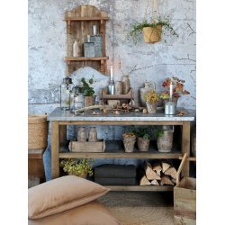 CHIC ANTIQUE KKKEN / REOL M/ZINK TOP/HJUL/HYLDER NATUR - 120