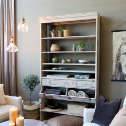 CHIC ANTIQUE REOL M/HYLDER OG SKUFFER NATUR - 220