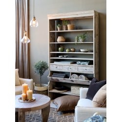 CHIC ANTIQUE REOL M/HYLDER OG SKUFFER NATUR - 220