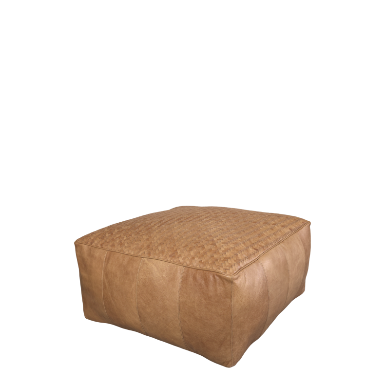 CHIC ANTIQUE LOUNGEPUF I L�DER COGNAC - 75