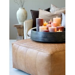 CHIC ANTIQUE LOUNGEPUF I L�DER COGNAC - 75