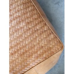 CHIC ANTIQUE LOUNGEPUF I L�DER COGNAC - 75