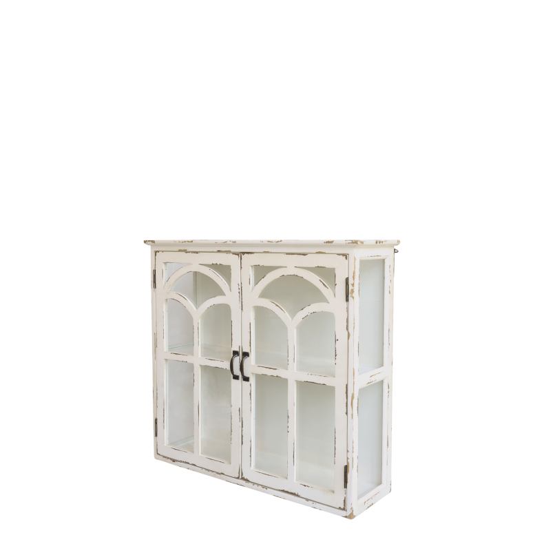 CHIC ANTIQUE VKSKAB M/2 LGER /GLAS CREME - 79