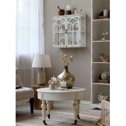 CHIC ANTIQUE VKSKAB M/2 LGER /GLAS CREME - 79