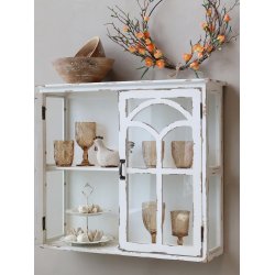 CHIC ANTIQUE VKSKAB M/2 LGER /GLAS CREME - 79