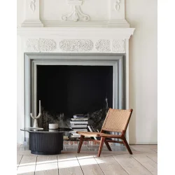 NORDAL ERIE RUNDT SOFABORD I TR/MARMOR/SORT - 90