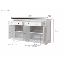 NOVASOLO PROVENCE KLASSISK SK�NK MED 4 D�RE/M�RKEBRUN PLADE/2 SKUFFER HVID - 145