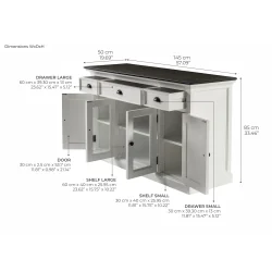 NOVASOLO HALIFAX CONTRAST KLASSISK HVID &amp; SORT SK�NK MED 4 L�GER OG 3 SKUFFE - 145
