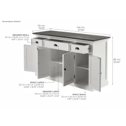 NOVASOLO CONTRAST KLASSISK HVID &amp; SORT SK�NK MED 4 L�GER OG 3 SKUFFE - 145